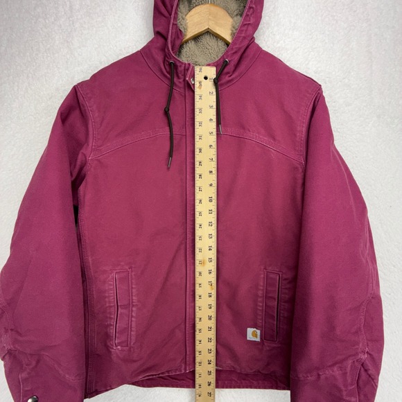 Carhartt Sandstone Berkley Jacket Sherpa Lined Women Medium 100657 654 Raspberry - Picture 6 of 16